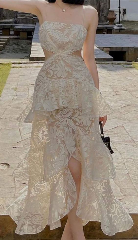 Robe de soirée longue ivoire, robe de bal, robe de soirée fg3431