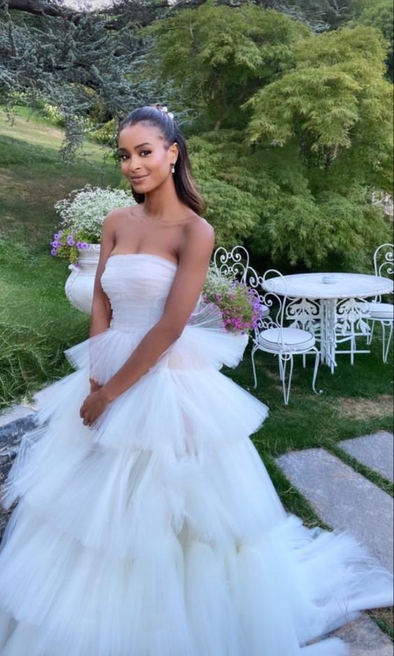 A line white prom dress ball gown evening dress fg3914