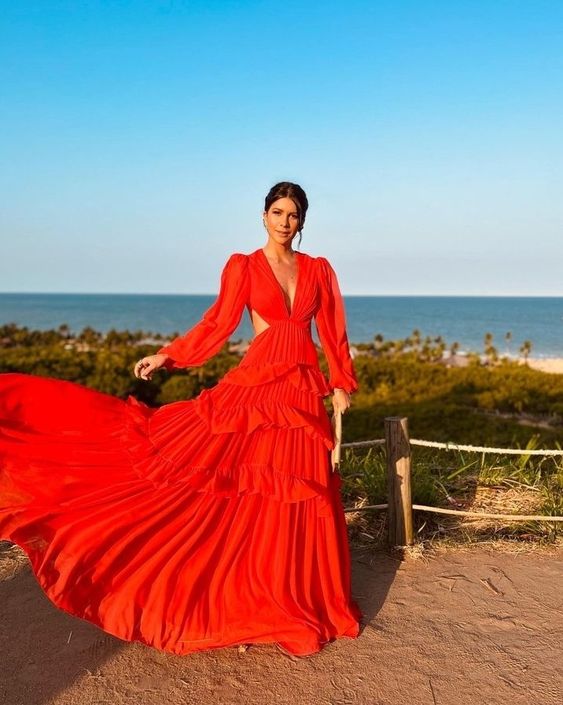 Red Custom Made Evening Gown Long Prom Dress fg3931