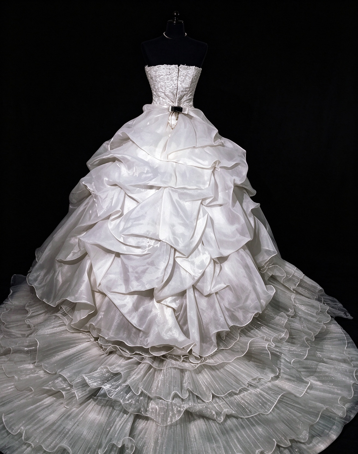 Strapless Wedding Ball Gown with Ruffled Organza Skirt & 3D Florals fg8955