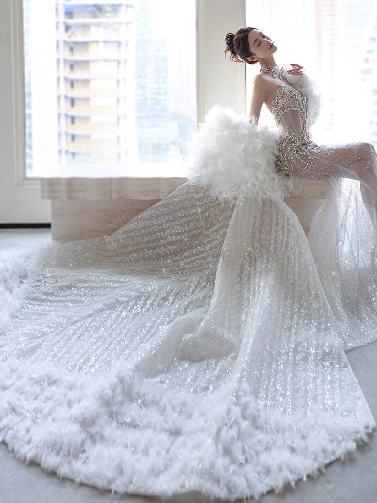 Pretty Mermaid Tulle Beads Long Prom Dresses Formal Evening Dress fg7547