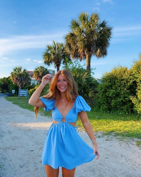 Blue Waist Cut Out Homecoming Dress,Blue Beach Dress fg5545