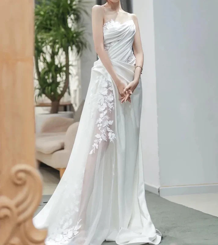 A Line White Birthday Party Dress Lace Wedding Dress fg7279