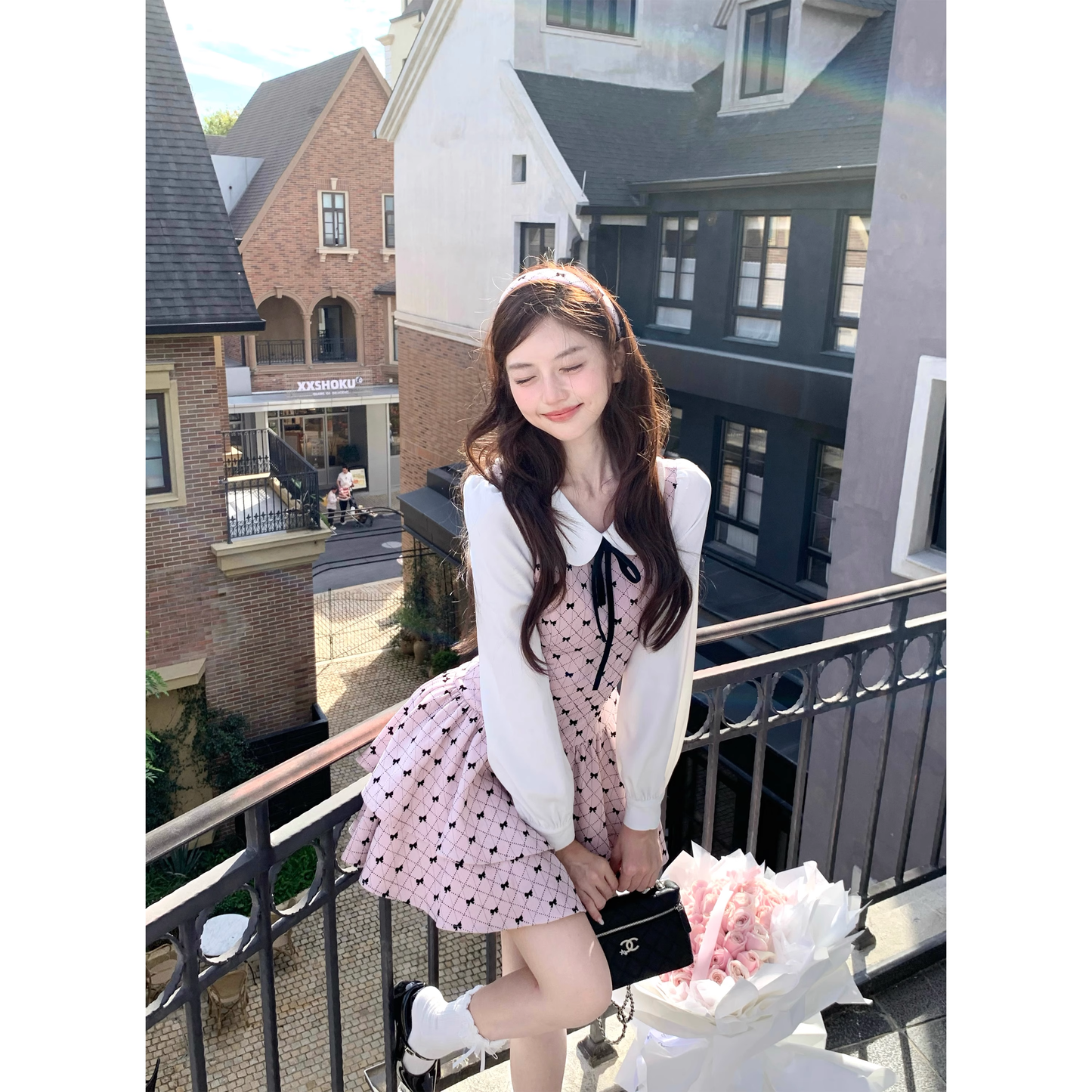 Sweet pink cake dress, autumn/winter birthday skirt A08