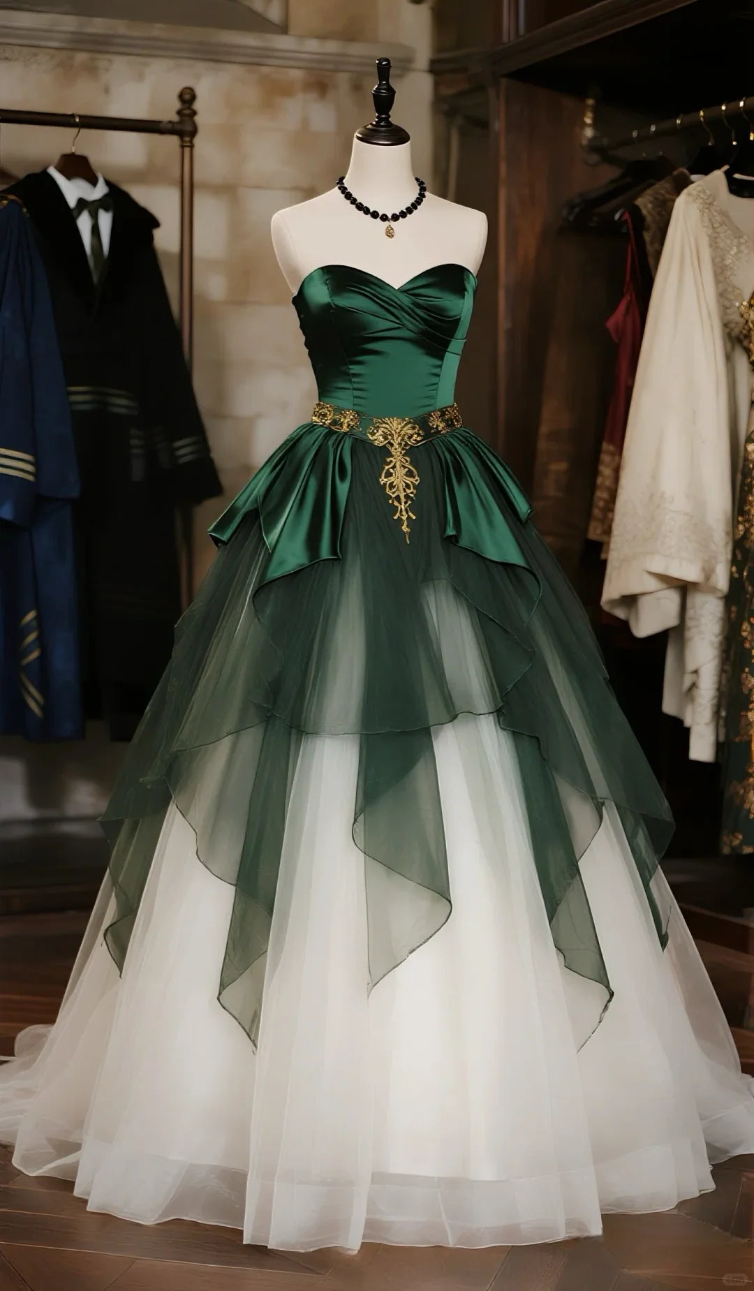 Ball Gown Sweetheart Satin Tulle Long Prom Dress, Evening Dress fg8485