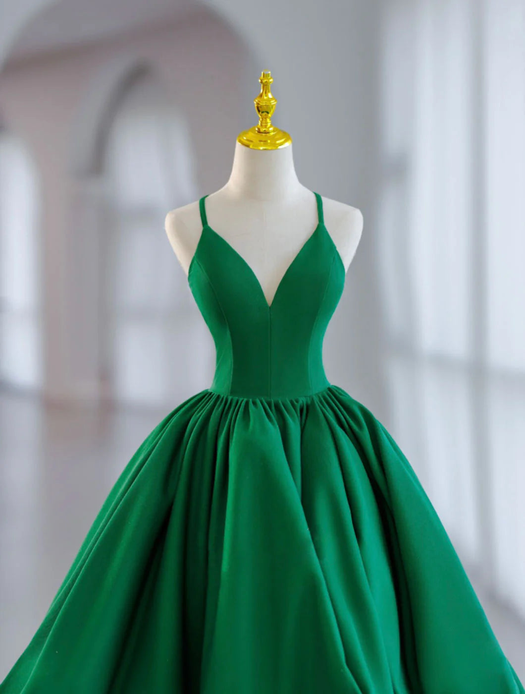 Green Ball Gown Satin Short Prom Dress, Green Satin Evening Dress Green Homecoming Dresses fg3413