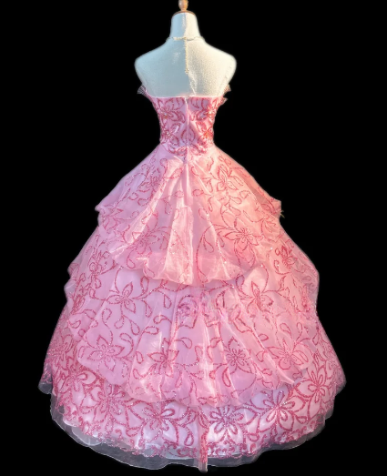Strapless Floral Tulle Tiered Ball Gown fg8855
