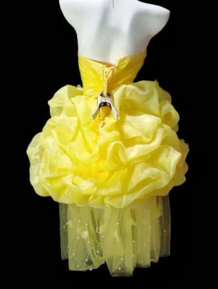 Strapless 3D Floral Ruffled Organza Tulle Short Homecoming Dress fg8881