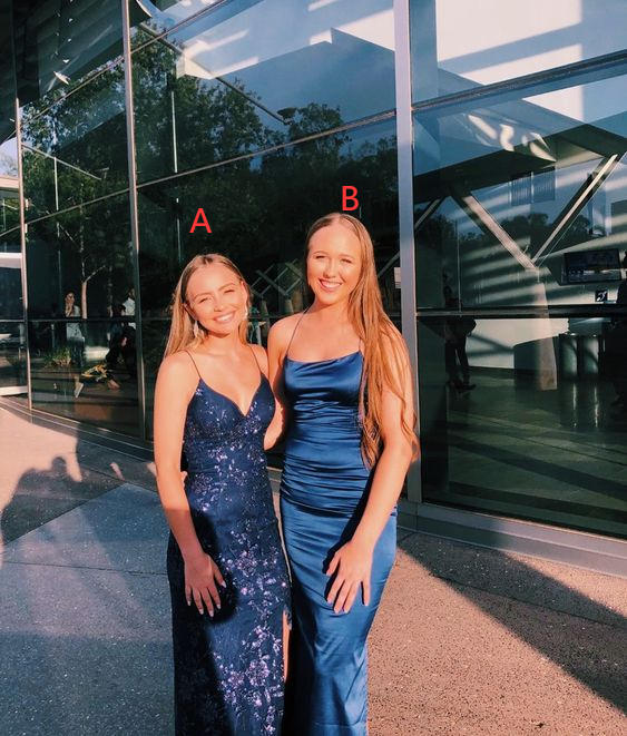 New Elegant Spaghetti Strap Navy Evening Party Fashion Dress For Women fg3978