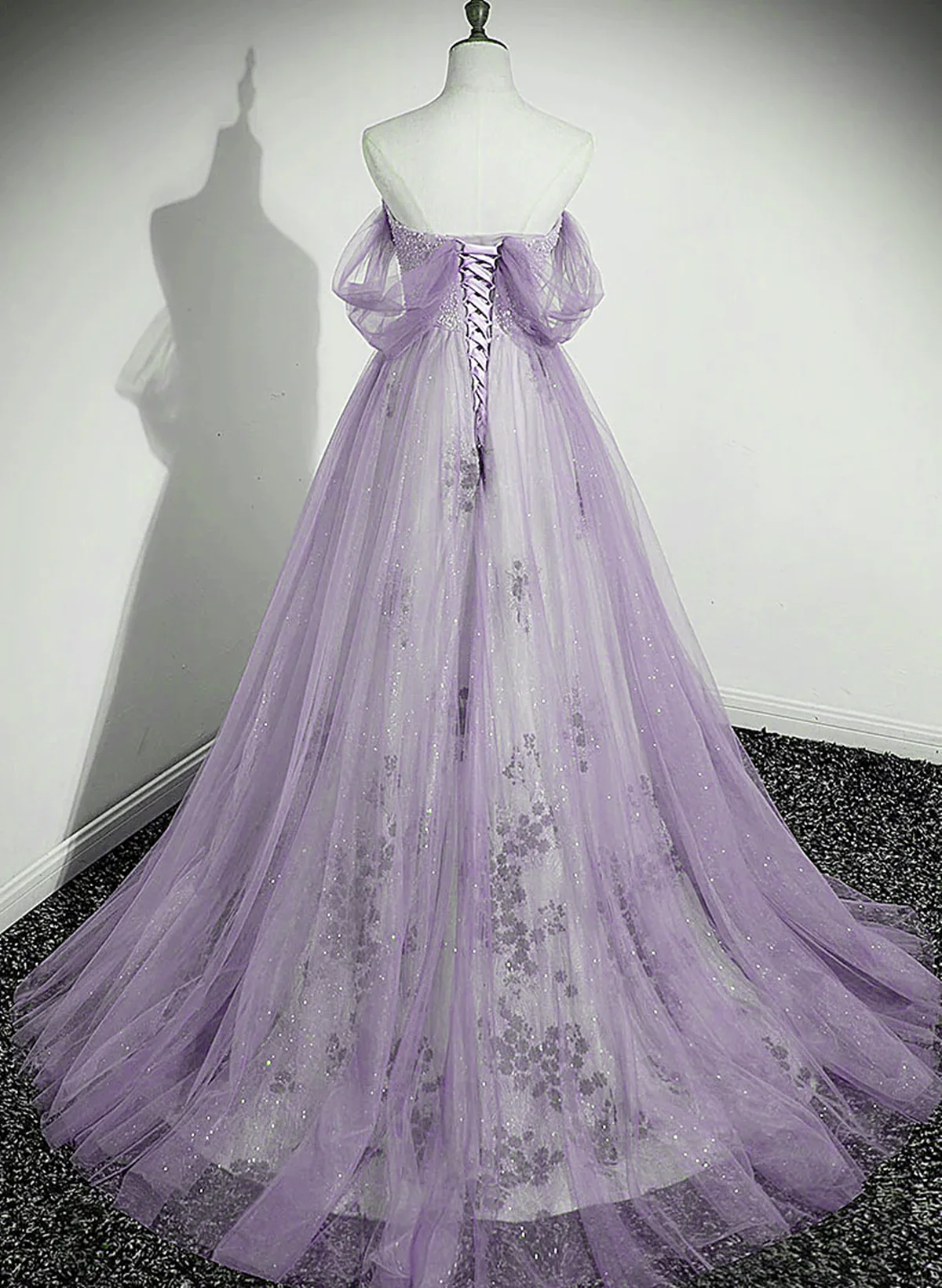 A-Line Light Purple Beaded Sweetheart Evening Dress, Light Purple Prom Dress fg4416