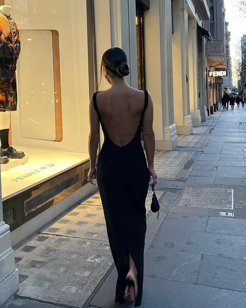 Simple Mermaid Floor Length Sleeveless Black Prom Dress fg5189