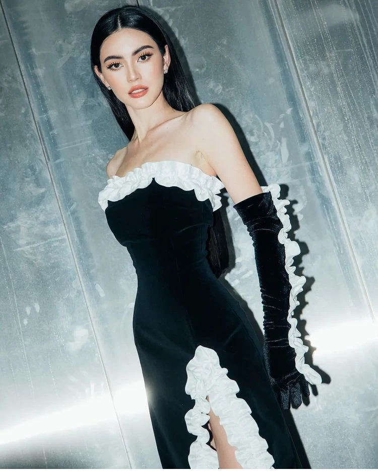 Vintage Sheath Strapless Sleeveless Black Slit Prom Dresses With Gloves fg5354