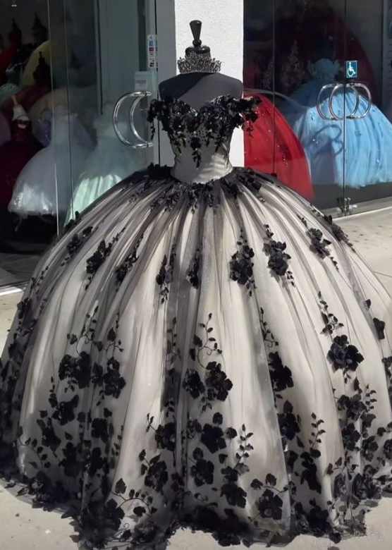 Black Quinceanera Dresses Princess Sweet 16 Years Girl Birthday Party Dresses With Appliques Quinceanera Dresses fg5494