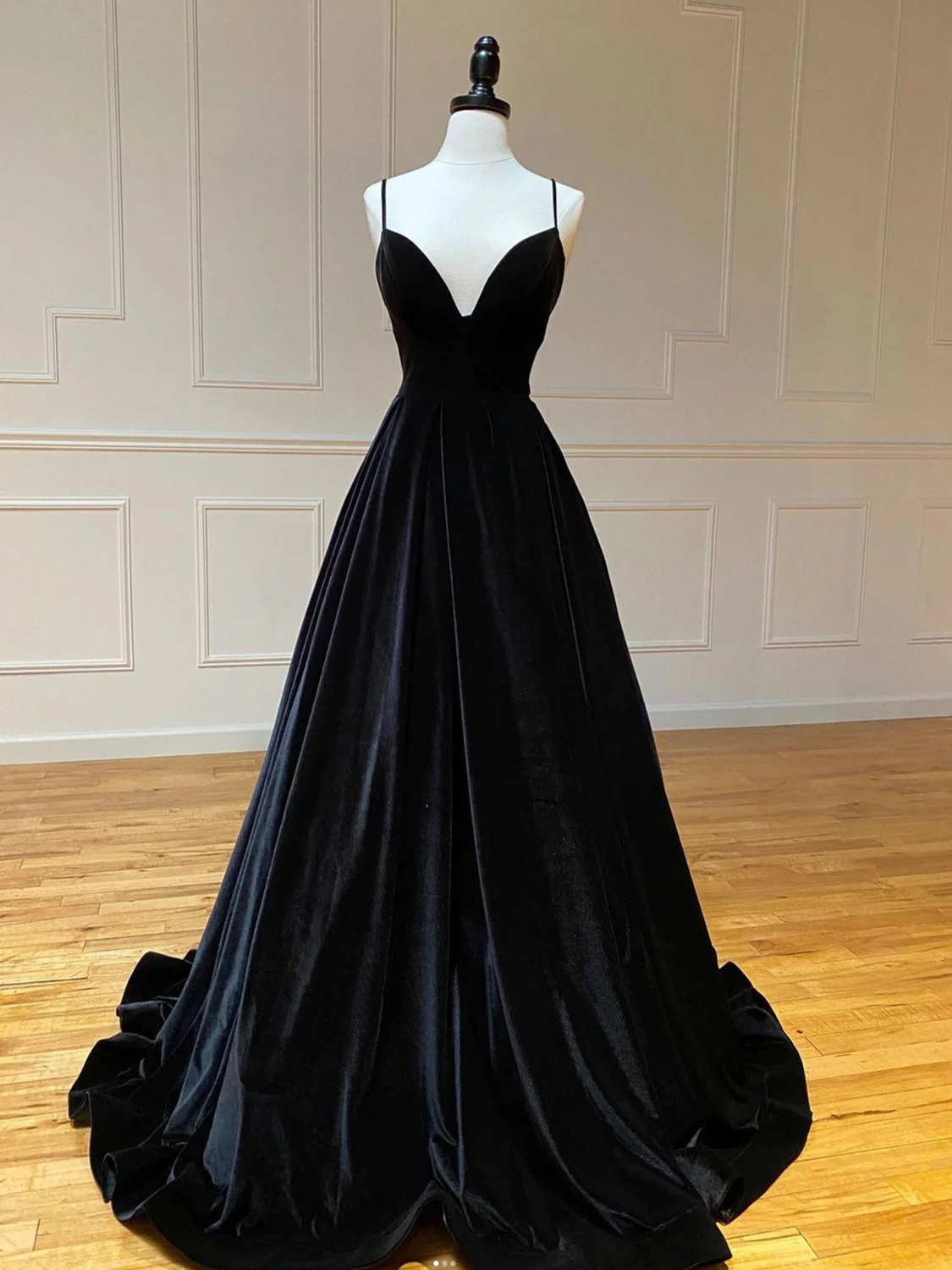 A-Line V Neck Velvet Green Long Prom Dresses, Green Velvet Formal Dress fg4435