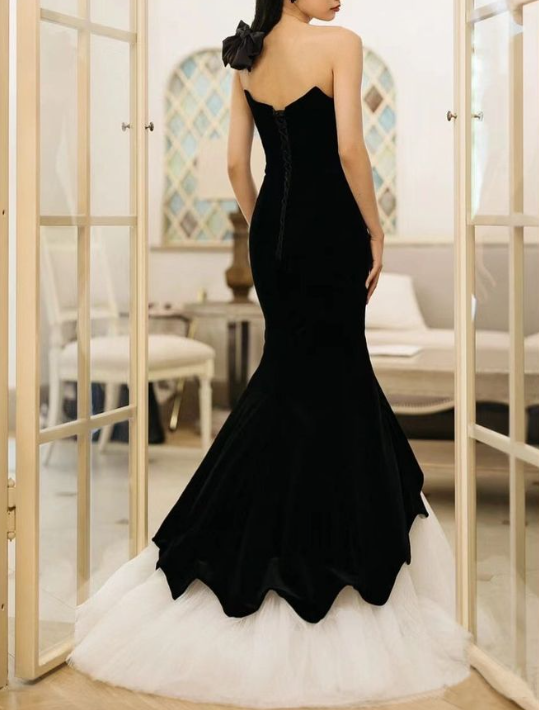 Charming Black Sleeveless Mermaid Long Prom Dress Formal Party Dress fg5601