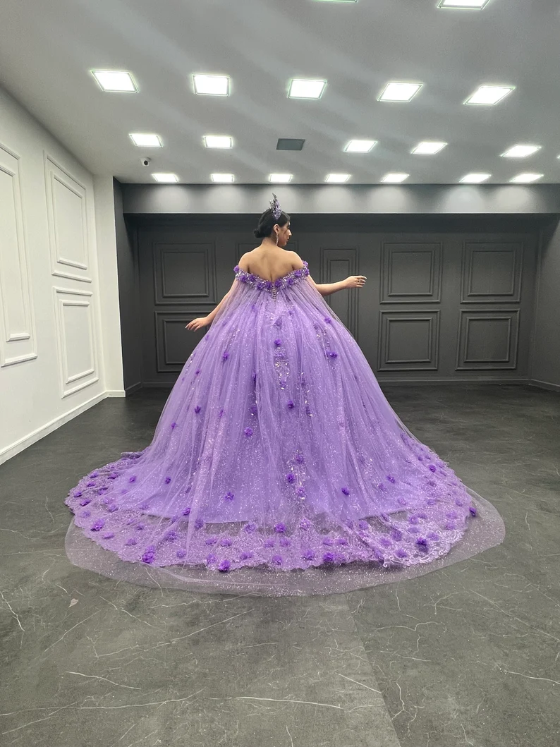 Lilac Wedding Dress, Lilac Quinceanera Dress, Lilac Bridal Gown fg4616