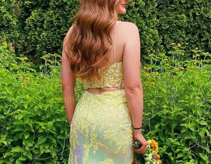 Mermaid V-neck Sequined Sweep Train Prom Dresses With Split fg4215
