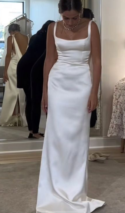 Sheath/Column Straps Floor-Length Wedding Dresses fg5435