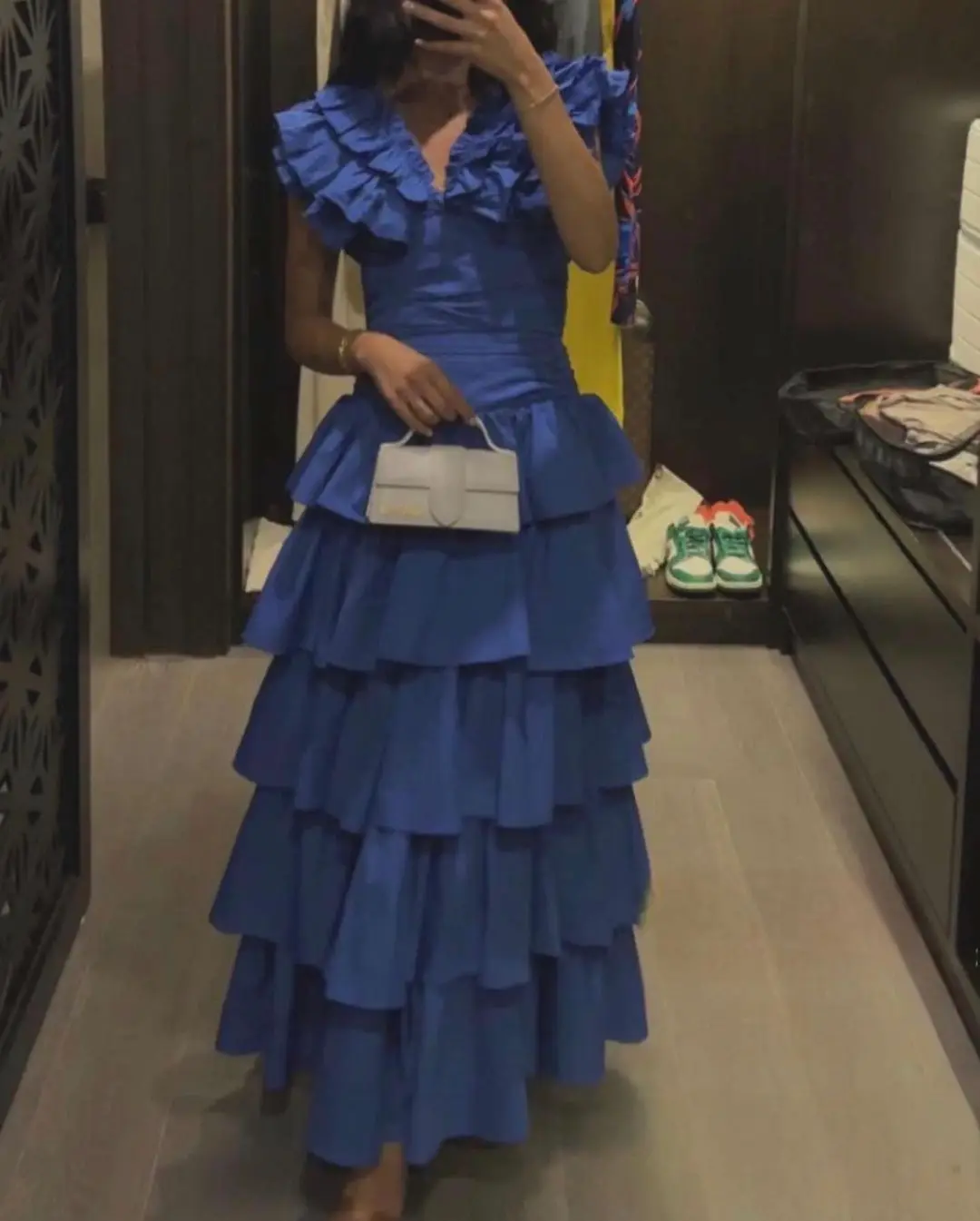 Elegant Blue Evening Dress, Tiered Prom Outfit fg5424