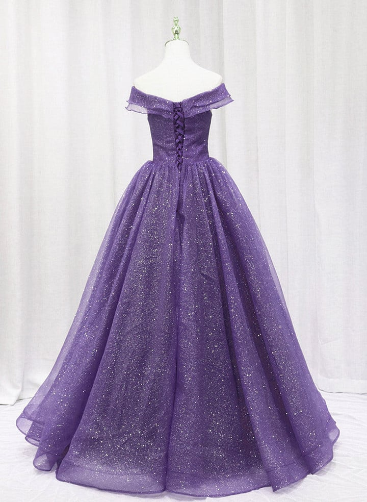 Purple Tulle Sweetheart Long Prom Dress Formal Dress, A-line Tulle Party Dress fg4467