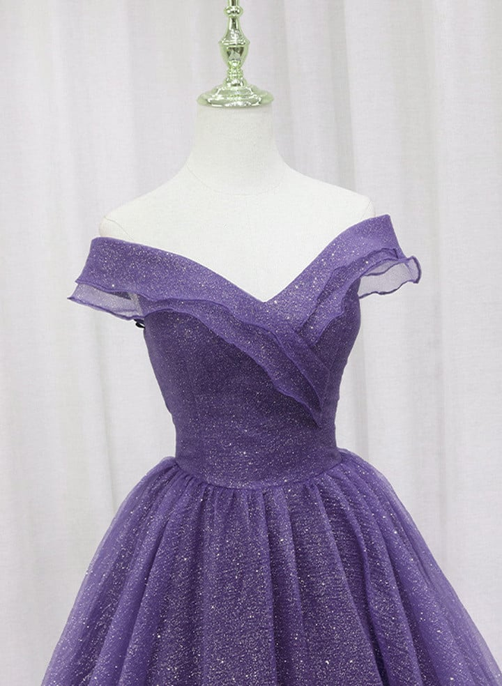 Purple Tulle Sweetheart Long Prom Dress Formal Dress, A-line Tulle Party Dress fg4467