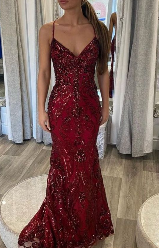 Designer Spaghetti Straps Long Mermaid Sleeveless Prom Dress fg4826