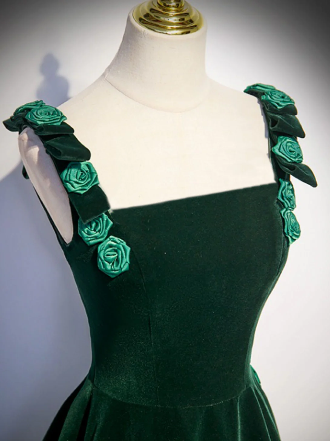 Prom Dresses,a-line Velvet Green Long Prom Dresses, Green Formal Evening Dresses fg5713