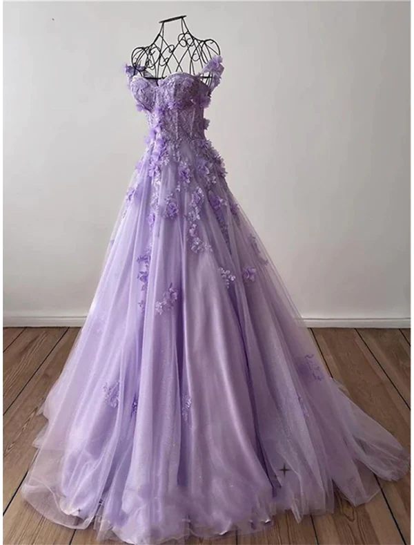 A-Line Prom Dresses Elegant Dress Formal Sweep / Brush Train Sleeveless Sweetheart Tulle with Pleats Sequin Appliques fg4690