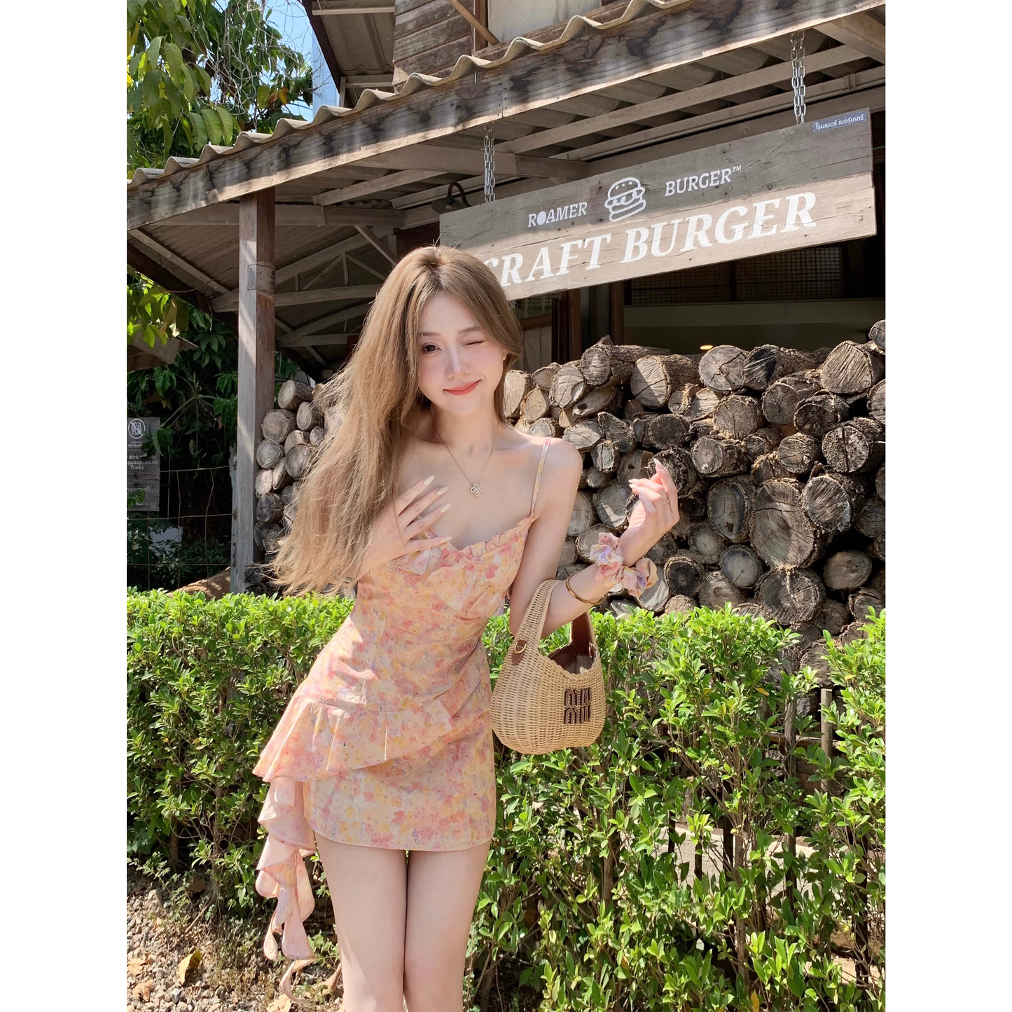 French retro oil painting floral dress A21