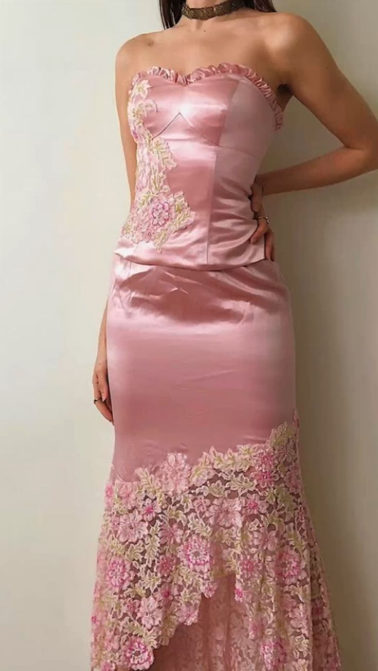 Pink Applique Prom Dress  Lace Evening Dress,Party Dress fg8203