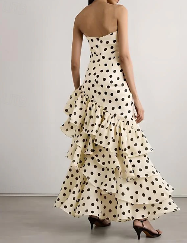 Strapless Polka Dots Dress Fashion Prom Evening Dresses For Women fg6236
