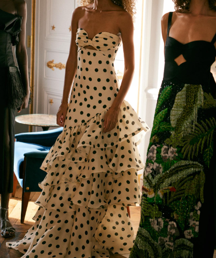 Strapless Polka Dots Dress Fashion Prom Evening Dresses For Women fg6236