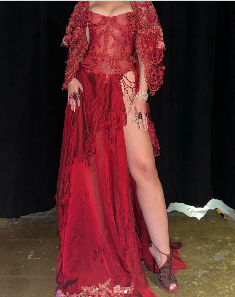 Burgudny Off Shoulder Long Dress Evening Party Dress fg7404