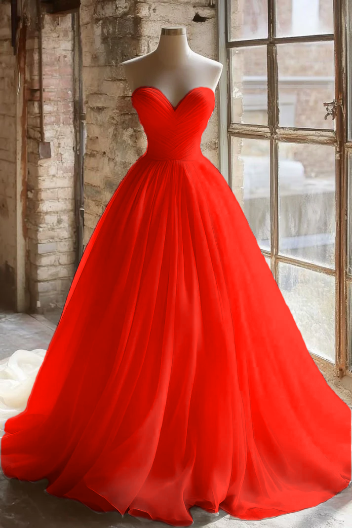 A Line Strapless Unique Long Wedding Dress Evening Party Dresses fg7736