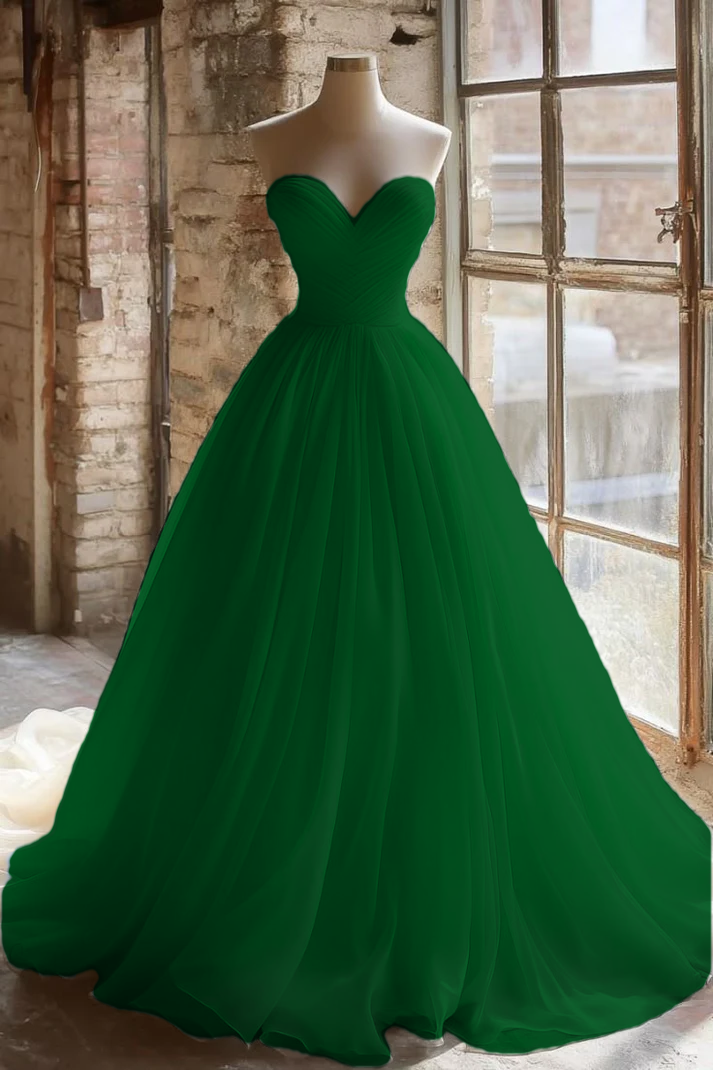 A Line Strapless Unique Long Wedding Dress Evening Party Dresses fg7736