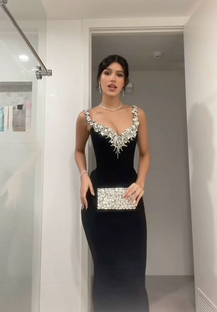 Black Mermaid Sexy Long Formal Dress Evening Party Dresses fg7763