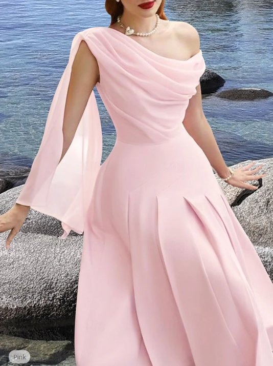 A-Line Cocktail Dresses Elegant Dress Wedding Guest Tea Length Sleeveless Cowl Neck Chiffon Prom Party Dress fg7773