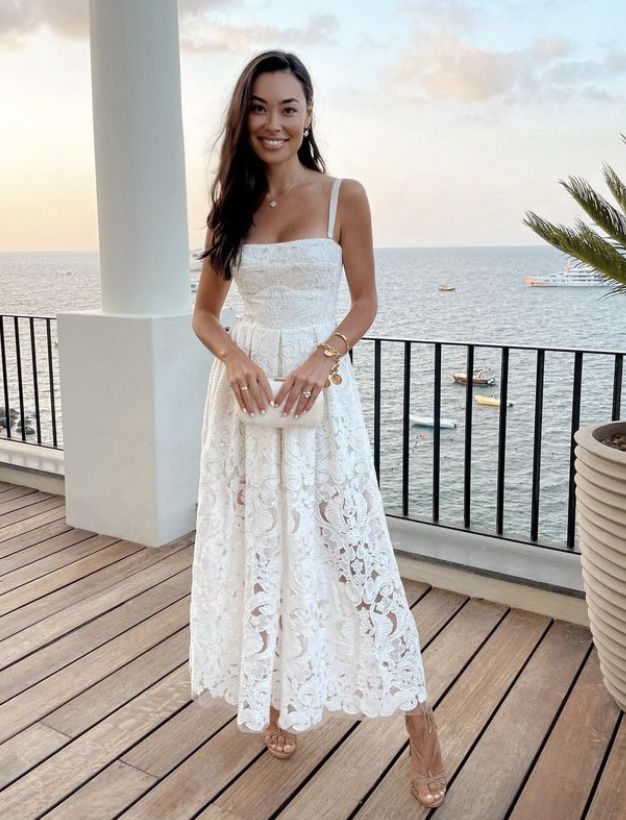 White A Line Straps Lace Party Dress Evening Dress Prom Dresses fg7848