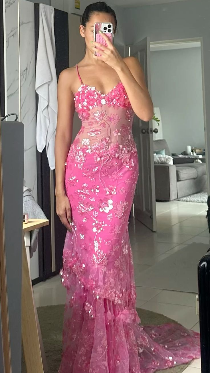 Pink Beaded Lace Prom Dress Charming Evening Dress Birthday Outfit fg8271