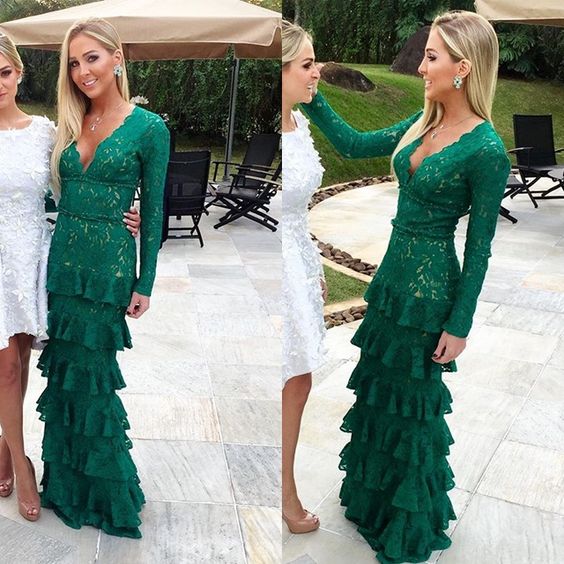 Robe de bal verte tendance, longue et sexy, fg2832