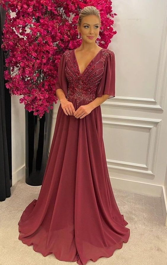 Charming A Line Long Wedding Guest Dress Prom Gowns fg2687