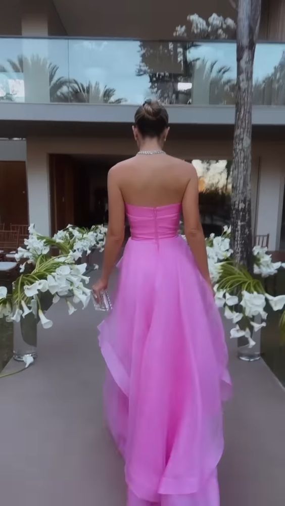 simple pink prom dress,modest evening dresses fg1002
