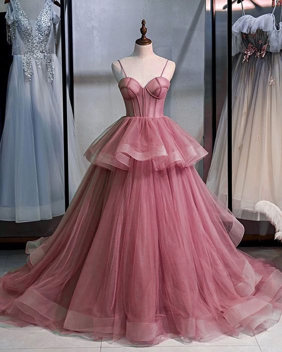 Pink long evening dress Sexy Prom Dress fg2884