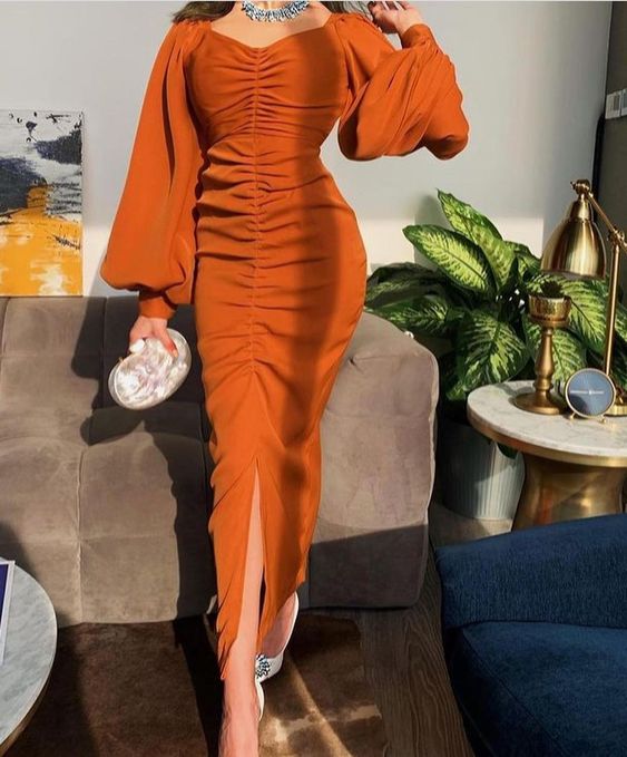 Robe de bal vintage orange fg2977