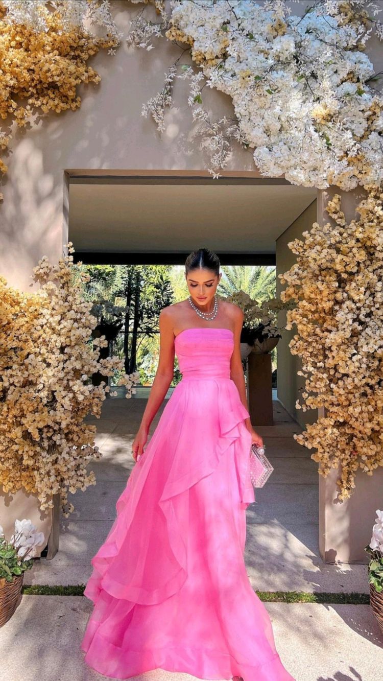 Pink Long Formal Gowns, Pink Party Dresses fg2673