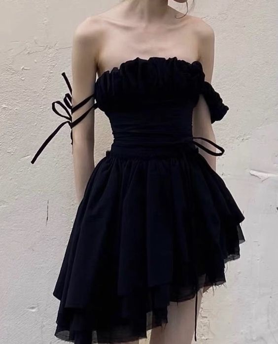 Robe de soirée courte noire, robe de cocktail fg2989
