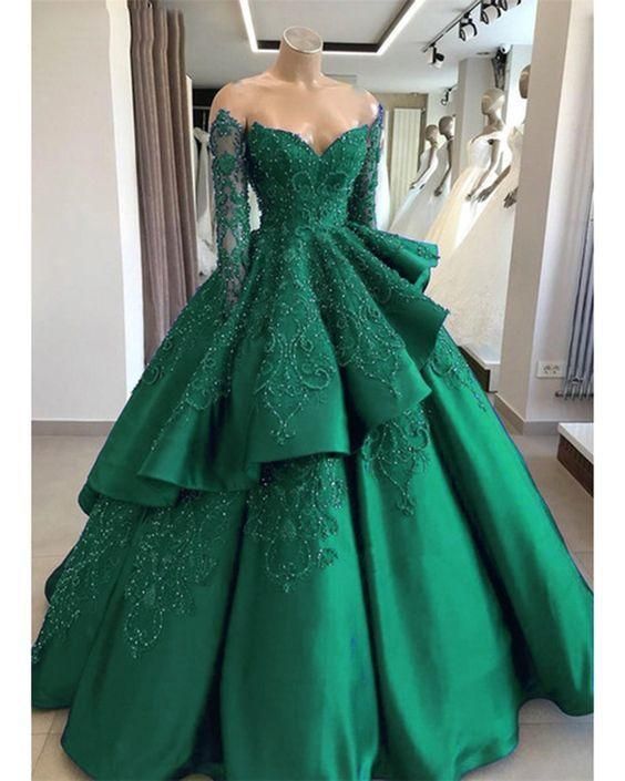 ball gown green dress fg1649