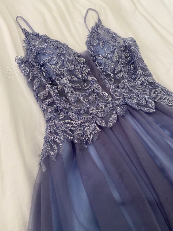 Robe longue à appliques et bretelles spaghetti en tulle, robe de bal fg2512