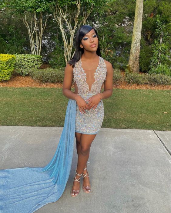 Blue Short Party Dress Homecoming Dress fg2271