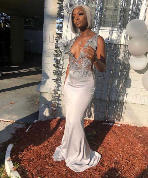Gray Mermaid Prom Dresses Long Evening Dresses fg2212